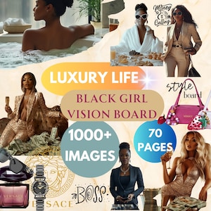 Black Girl Vision Board 2025 Kit printables - Affirmaties en citaten voor zwarte vrouw, Attract Wealth, Manifestatie 2025 Vision Board