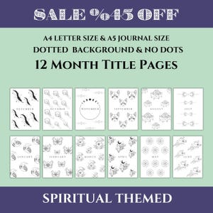 12 Month Title Pages - Printable Journal Page - Printable Title Page - Printable Cover Page - Printable Planner - Spiritual Month Title Page