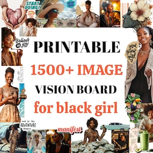 Meer dan 1500 afbeeldingen 2025 Black Girl Vision Board-set - moodboard, geld manifesteren, zwarte meid luxe, visiesjablonen, manifestatiebord