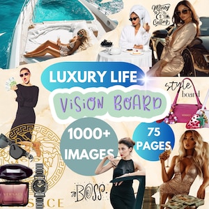 Plus de 1 000 images Kit de tableau Vision 2025 Rich Girl avec photos, citations et cartes manifestes | Tableau d'ambiance PDF imprimable avec affirmations
