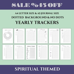 Yearly Trackers Bundle - 2025 Bullet Journal - Printable A5 & A4 Planner - Habit, Mood, Anxiety, Sleep, Reading Tracker, Digital Planner