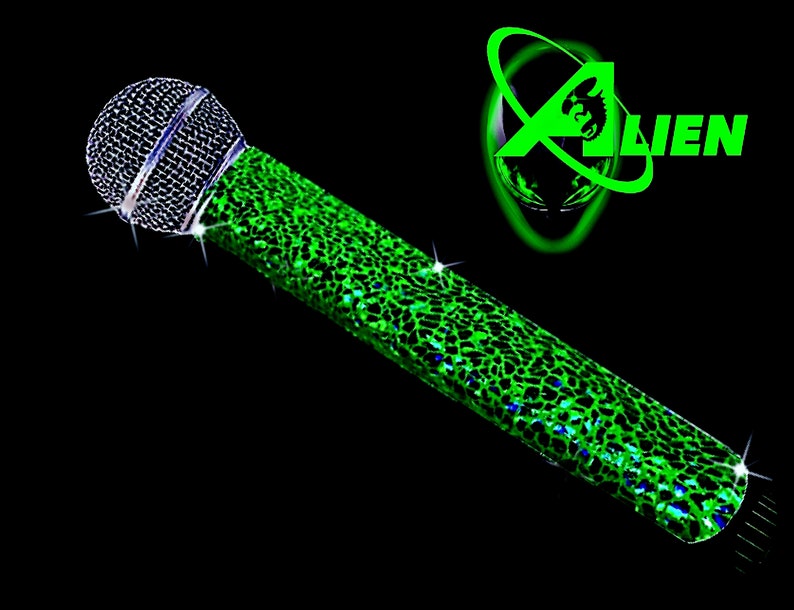 MICROPHONE COVER Alien Green Metallic Mic Cover for CORDLESS Mic image 1