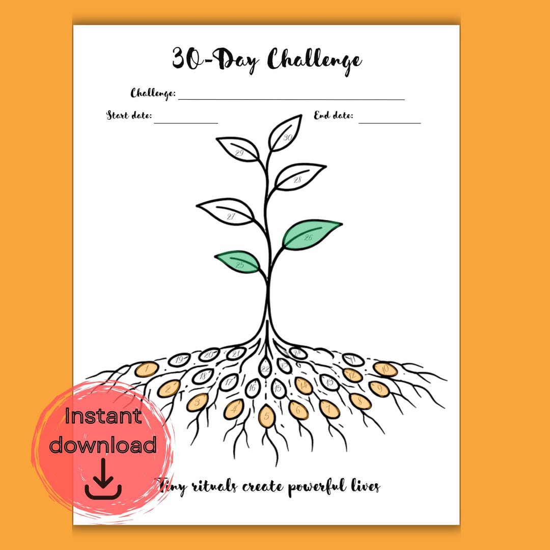30 Day Challenge, Monthly Habit Tracker Printable, Minimalist Self Care ...