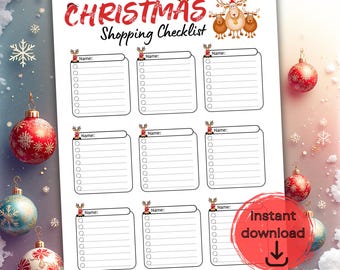 Christmas Shopping List Printable, Gift Tracker,  Holiday Planner (PDF)