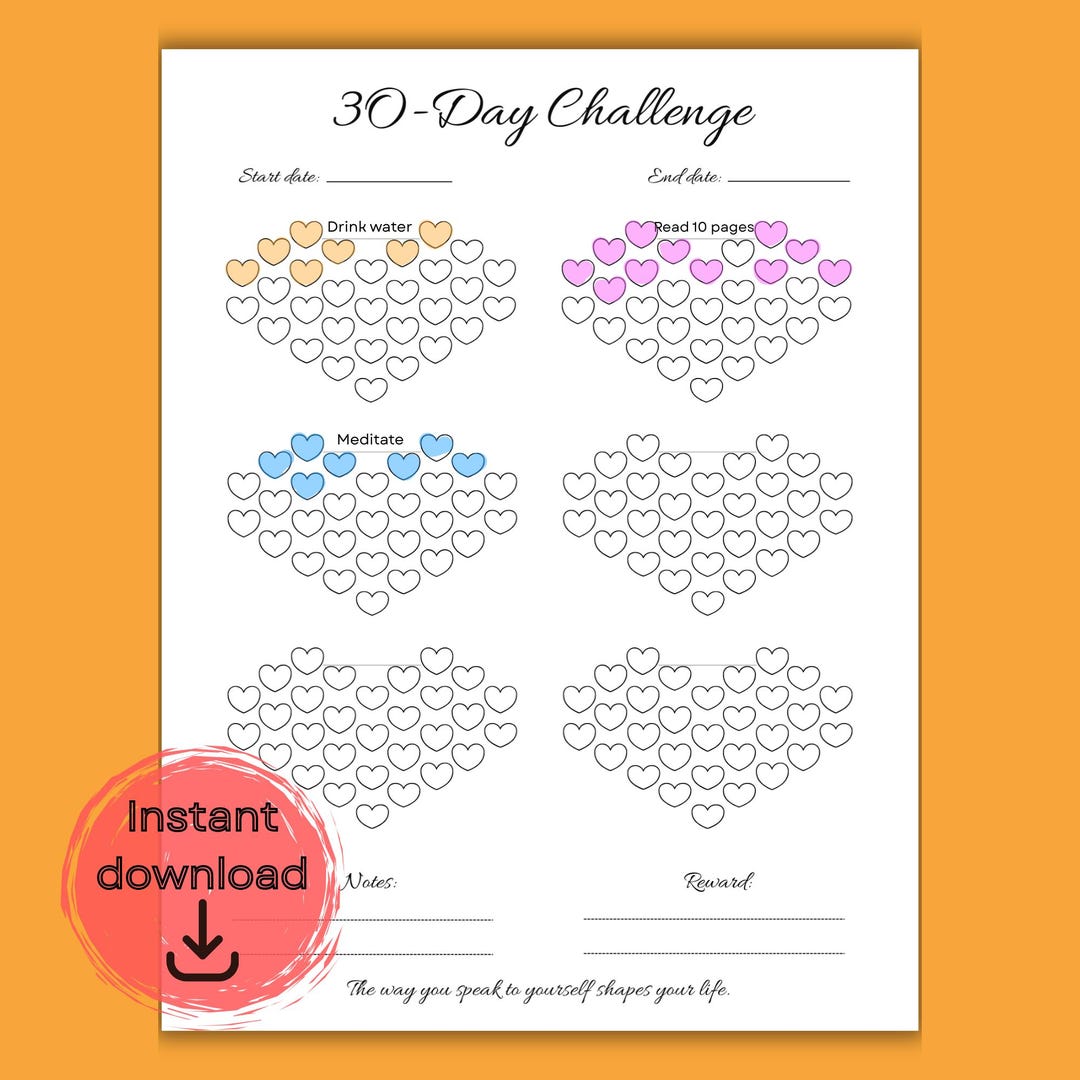 30 Day Habit Tracker Printable, Minimalist Habits Tamplate, Self Care ...