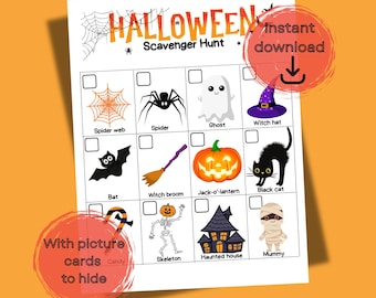 Halloween Scavenger Hunt Game Kids Party Games  Printable Halloween Activities INSTANT DOWNLOAD