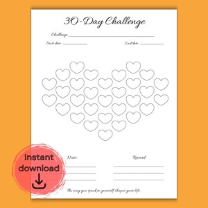 30-Tage-Challenge zum Ausdrucken, Vorlage für minimalistische Gewohnheiten, Selbstfürsorgeplaner, Fitness-Tracker