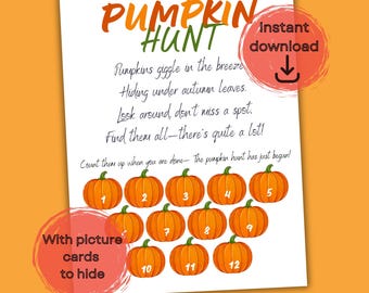 Halloween Pumpkin Scavenger Hunt Game Kids Party Games  Printable Fall Activities INSTANT DOWNLOAD