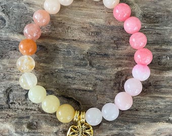 Monstera Leaf Gemstone Bracelet: Healing Crystal Charm Jewelry