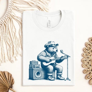 Bear Guitar T-Shirt - Bear Playing Guitar Shirt - Men&#39;s Bear Shirt - Men&#39;s Graphic Tee - Bear Tshirt - Bear Gifts Music Gift