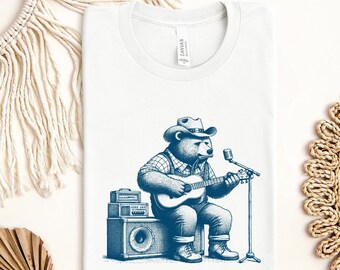Bear Guitar T-Shirt - Bear Playing Guitar Shirt - Men's Bear Shirt - Men's Graphic Tee - Bear Tshirt - Bear Gifts Music Gift