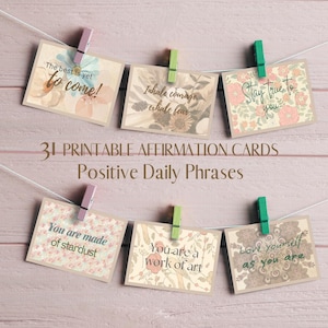 31 Tarjetas de Afirmación Imprimibles | Autoestima, Cuidado Personal y Manifestación | Descarga Digital | Frases Positivas Diarias -  Inglés