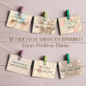 31 Tarjetas de Afirmación Imprimibles | Autoestima, Cuidado Personal y Manifestación | Descarga Digital | Frases Positivas Diarias - Español