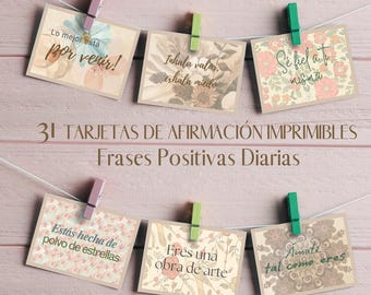 31 Printable Affirmation Cards | Self-Esteem, Self-Care & Manifestation | Digital Download | Daily Positive Quotes - Spanish