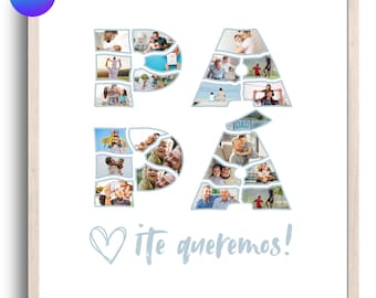 Collage photos DAD | Customizable Canva template | Father's Day gift | Printable sheet | Digital decorative painting