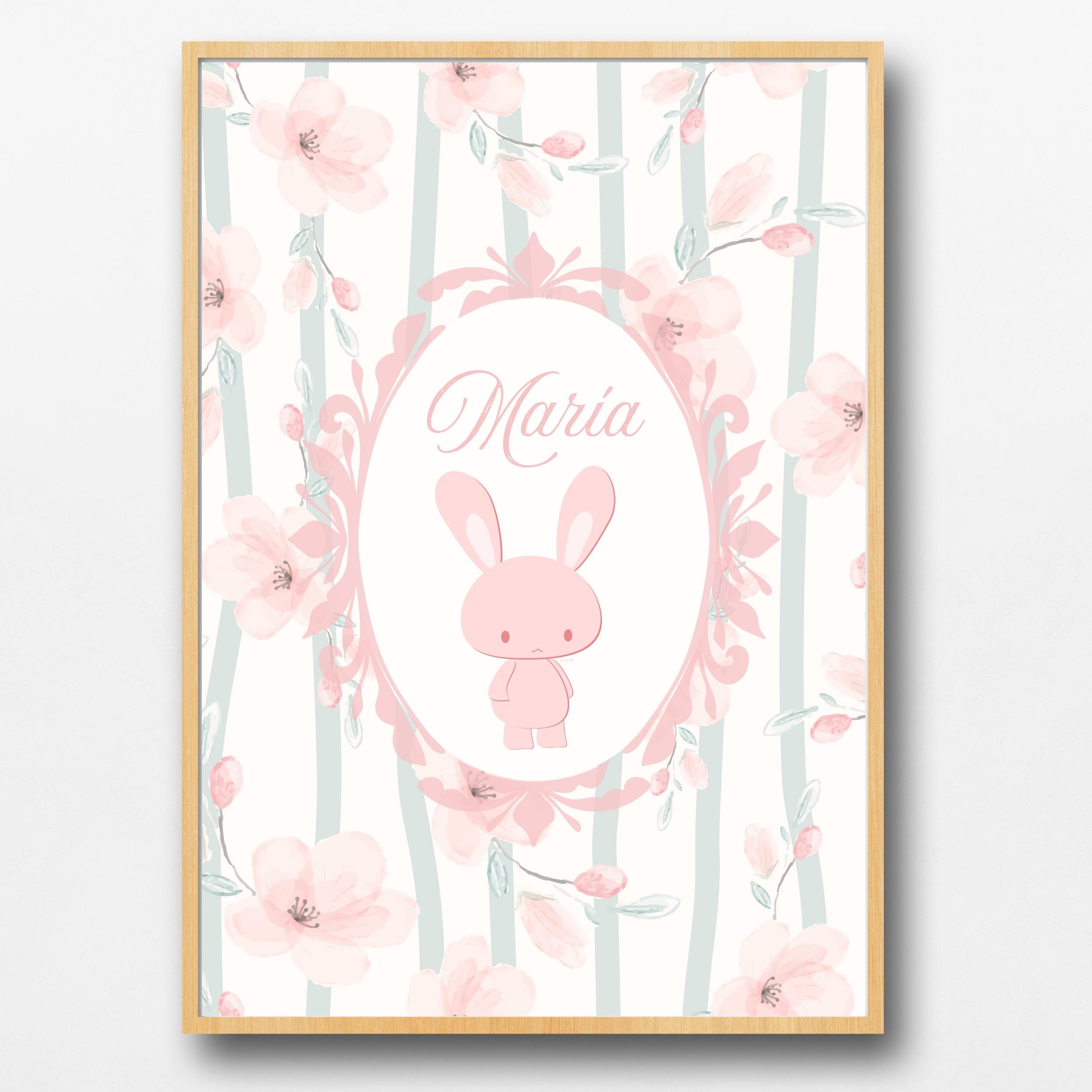 Personalized children's print with a boy or girl's name | Nursery decor | Shabby chic vintage bunny | Digital printable