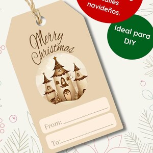 Set of 9 Printable Christmas Gift Tags | Digital PDF Christmas Cards | Vintage Gift Decoration | Merry Christmas
