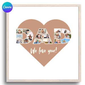 DAD photo collage | Customizable Canva template | Gift for dad | Digital printable sheet | Decorative Father's Day painting