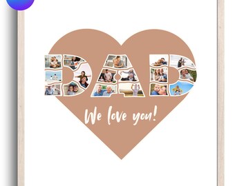 DAD photo collage | Customizable Canva template | Gift for dad | Digital printable sheet | Decorative Father's Day painting