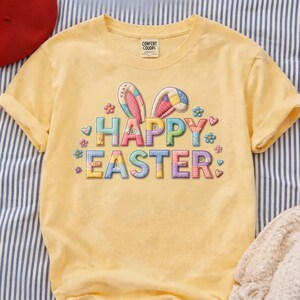 Happy Easter Patchwork Bunny PNG – Cute Quilted Bunny Digital Download, Sublimation & T-Shirt Design, Instant Download