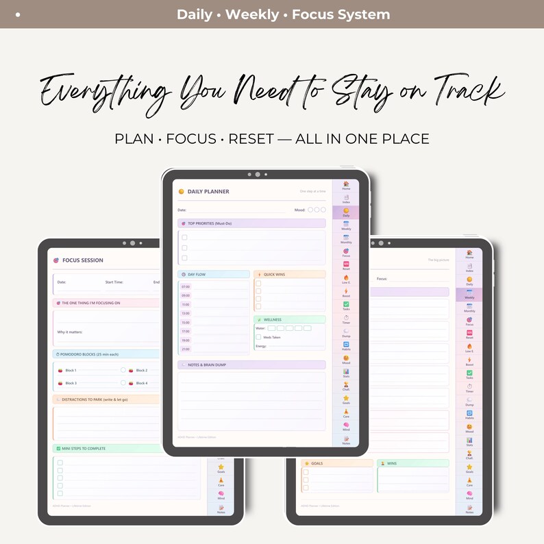 ADHD Digital Planner for iPad | Undated Planner | Goodnotes Planner ...