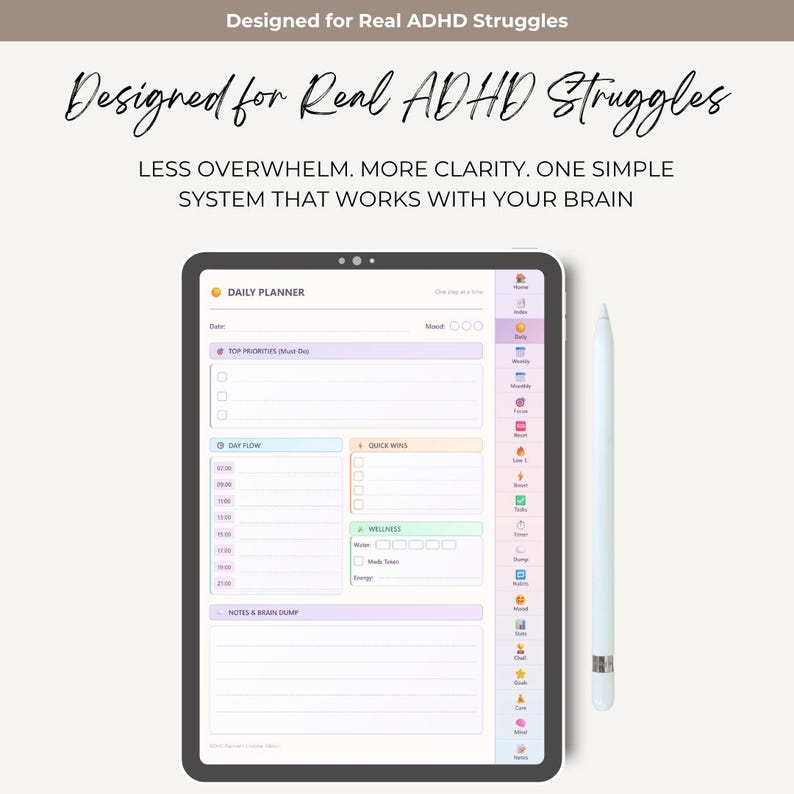 ADHD Digital Planner for iPad | Undated Planner | Goodnotes Planner ...