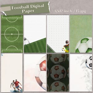 Papier numérique de football, album de football, fond numérique, motifs imprimables, décorations de fête, album de planification de football, invitation de football