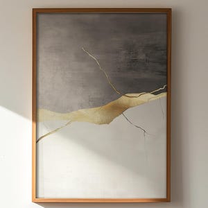 Equilibrio Dorato Infranto – Stampa Astratta Japandi Zen, Decorazione Murale Wabi-Sabi Minimalista, Poster Moderno Neutro, Download Digitale