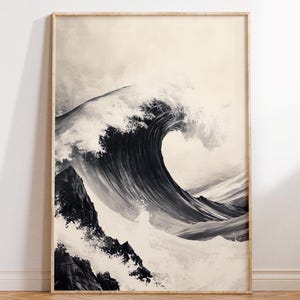 Japanese Wave Art Print: Hokusai Inspired Ocean Decor (Digital Download)