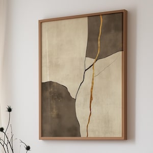 Crepe Dorate Kintsugi Arte Japandi, Astratto Zen Minimalista, Stampa Wabi Sabi Oro, Decorazione Moderna Casa, Download Digitale