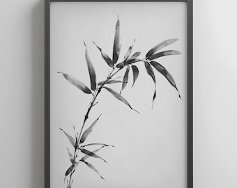 竹 — 日本の色紙に描かれた墨絵、禅アート、風水アート - Etsy 日本