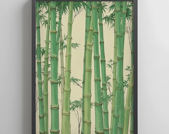 Bambus Kunstdruck – Minimalistisches Poster mit japanischer Tinte