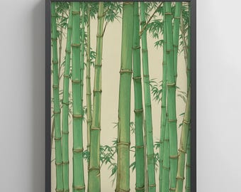 Bambu väggkonsttryck – Minimalistisk japansk botanisk poster