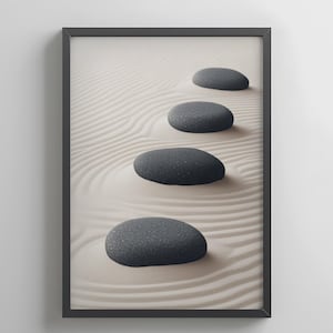Zen Rock Stack Print: Japanese Zen Garden Wall Art (Digital Download)