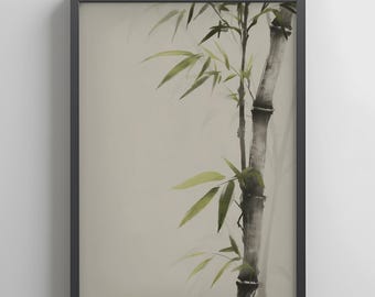 Japansk bambuväggkonst: Minimalistisk zentryck (digital nedladdning)