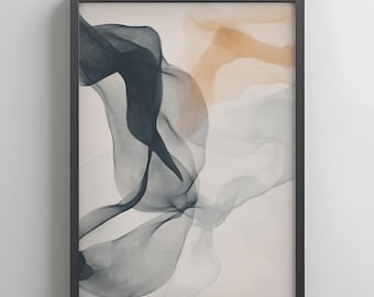 Minimalist Abstract Ink Flow Wall Print: Wabi-Sabi Decor (Digital Download)