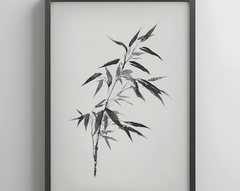墨絵竹林：日本の水墨画、優雅な壁アート - Etsy 日本