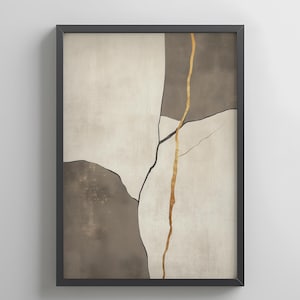Crepe Kintsugi Art Print: Arte Astratta Japandi Minimalista con Texture Dorata, Poster Zen Wabi-Sabi (Download Digitale)