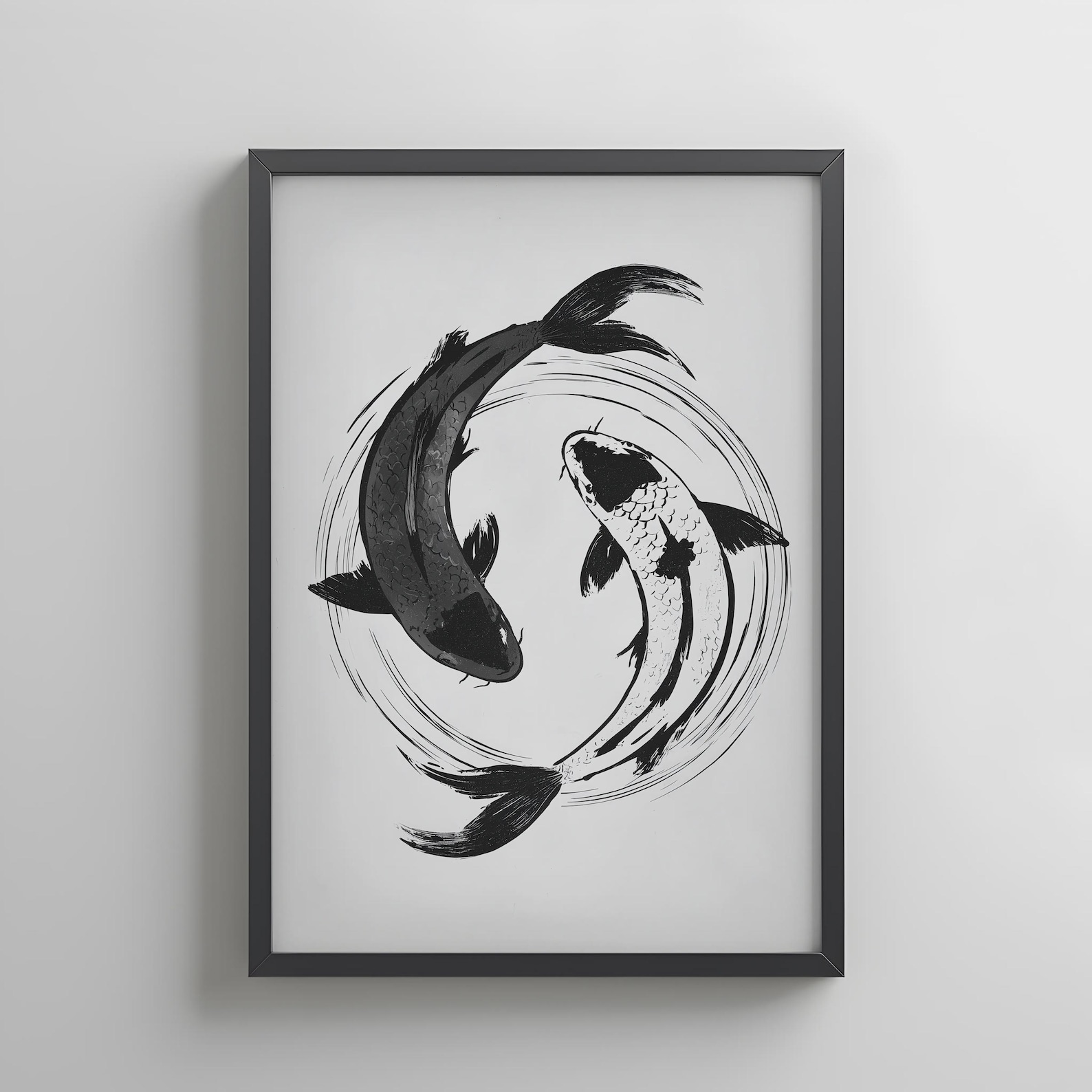 Yin Yang Koi Fish Print – Sumi-e Minimalist Wall Art (digital Download ...