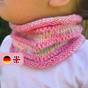 Knitting a children's loop scarf (PDF) / Knitting pattern for a children's neck warmer / Drops Fiesta / Knitting pattern for beginners / Knitting a scarf / Knitting pattern