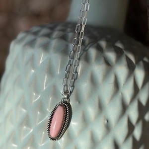 Handmade Pink Conch Shell Necklace – Sterling Silver, 18”