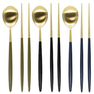Bogen Matinee Spoon and Chopsticks Set - Korean Luxury Flatware Cutlery Set Flatware Dinnerware Set - Spoon Chopstick Set for Gift (3 Color)