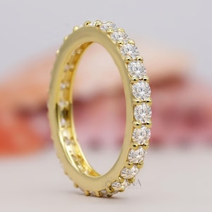 Dainty Diamond Eternity Band, Lab Grown Diamond Wedding Band Women, Pave Set Full Eternity Stacking Ring, Delicate Minimalist Matching Ring
