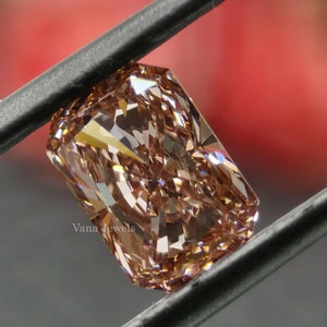 Lab Grown Brownish Pink Radiant Cut Diamond, Fancy Pink Radiant Loose Diamond Custom Jewelry