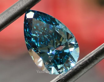 1.02 CT Pear Cut Lab Grown Diamond, Fancy Vivid Blue Lab Diamond, Loose Blue Pear Diamond, Loose Diamond for Engagement Ring, Gift for Her