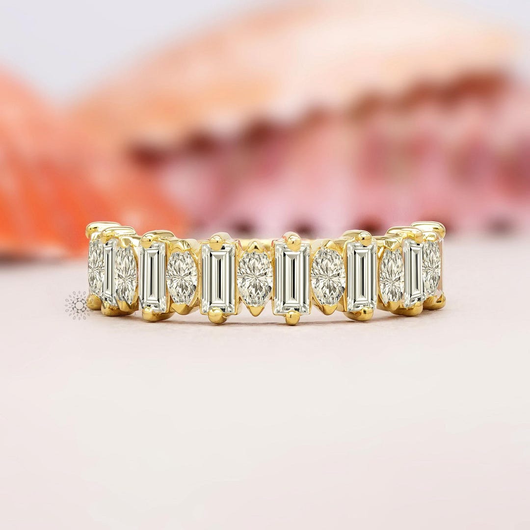 Alternating Baguette and Marquise Cut Lab Grown Diamond Eternity ...