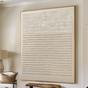 Minimalist Abstract Canvas Wall Art, Beige 3D Textured Painting on Canvas, Contemporary Artwork, Modern Wall Art, Neutral Home Decor
