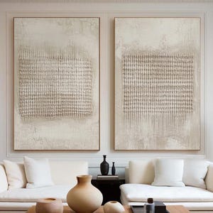 Textured Beige Abstract Oil Painting Set: Contemporary Wall Art