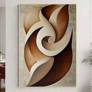 Organic Geometry Textured Wall Art, Brown Beige Abstract Painting on Canvas, Wabi Sabi Wall Art, Minimalist Wall Art,Contemporary Home Decor