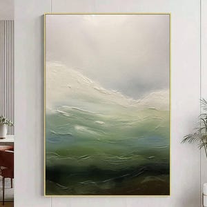 Beige Green Textured Wall Art, Abstract Mountain Painting on Canvas, Modern Minimalist Canvas Art, Living Room Wall Decor, Modern Wall Art